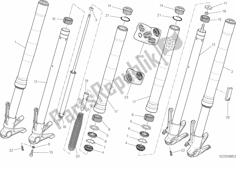 All parts for the Front Fork of the Ducati Monster 797 Plus Thailand 2018